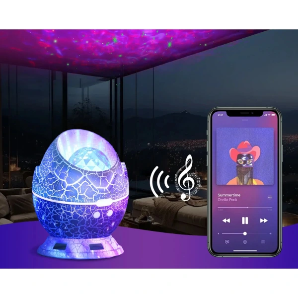 Çatlak Dinozor Yumurtası Tasarımlı Projektörlü Gece Lambası Bluetooth Özellikli ( Lisinya ) Çatlak Dinozor Yumurtası Tasarımlı Projektörlü Gece Lambası Bluetooth Özellikli ( Lisinya )
