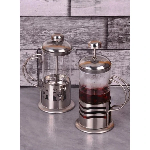 Çelik Kulplu Cam French Press - 350 Ml ( Lisinya ) Çelik Kulplu Cam French Press - 350 Ml ( Lisinya )