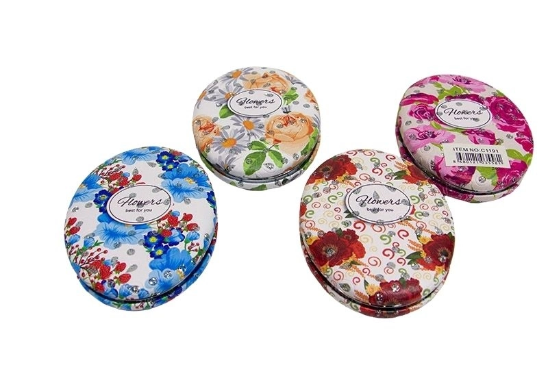 Cep Aynası Oval Tombul Taşlı Flowers ( Lisinya )