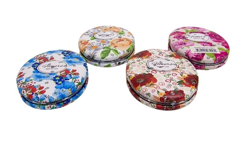 Cep Aynası Oval Tombul Taşlı Flowers ( Lisinya )