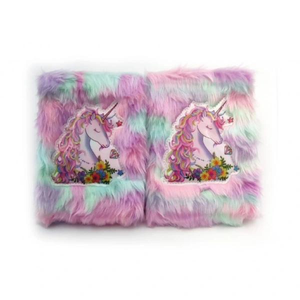 Çiçekli Unicorn Tasarımlı Peluş Hatıra Defteri ( Lisinya )