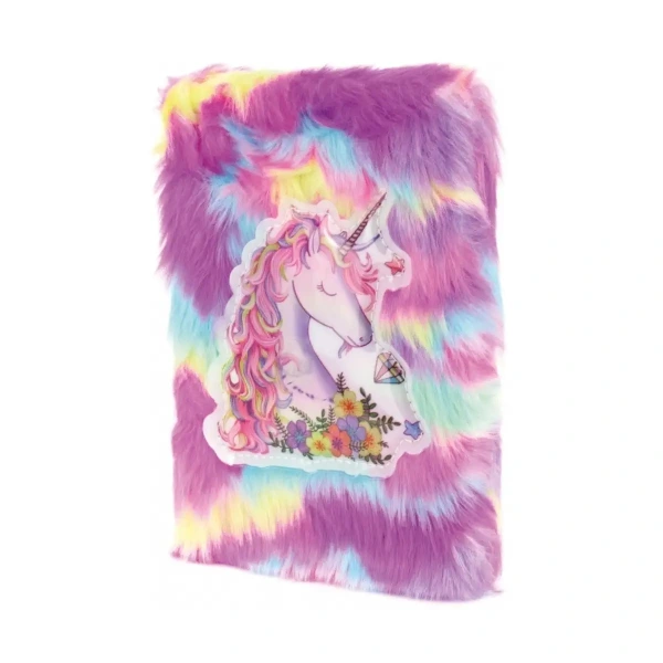 Çiçekli Unicorn Tasarımlı Peluş Hatıra Defteri ( Lisinya )