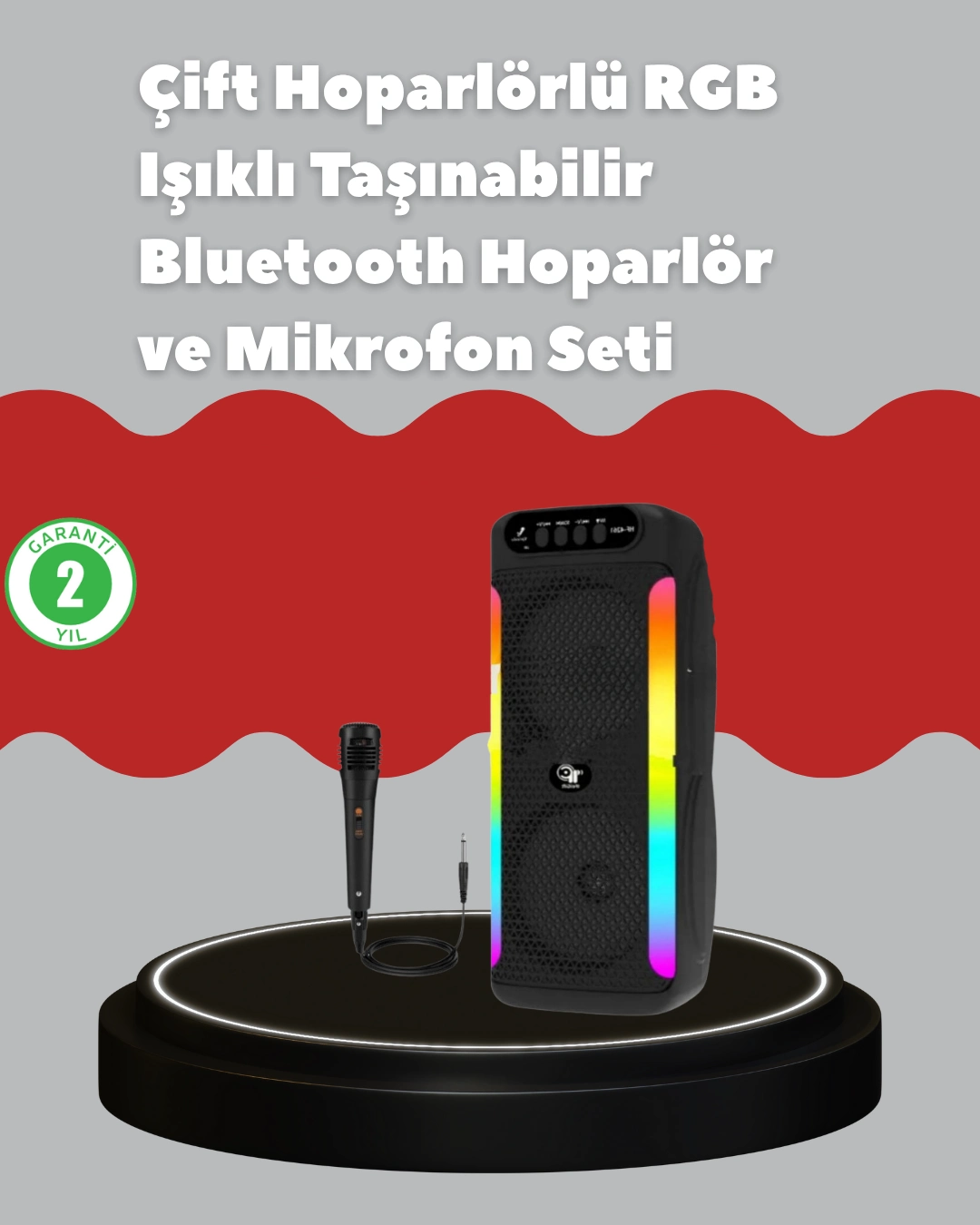 Çift 4 İnç Hoparlörlü Rgb Işıklı Bluetooth Ses Sistemi ( Lisinya ) Çift 4 İnç Hoparlörlü Rgb Işıklı Bluetooth Ses Sistemi ( Lisinya )