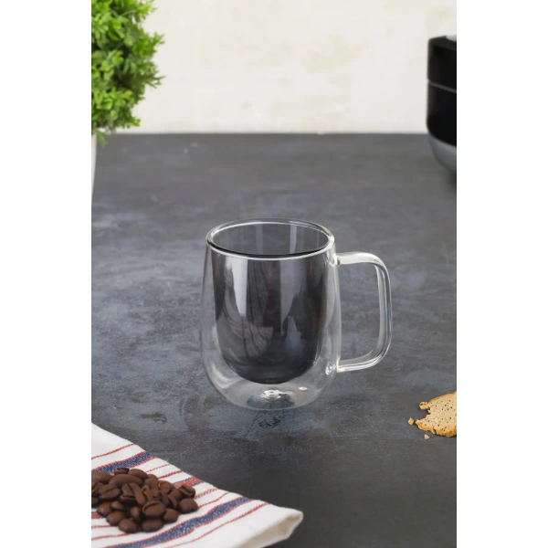 Çift Cidarlı Cam Kupa Gri Renk ( Lisinya ) Çift Cidarlı Cam Kupa Gri Renk ( Lisinya )