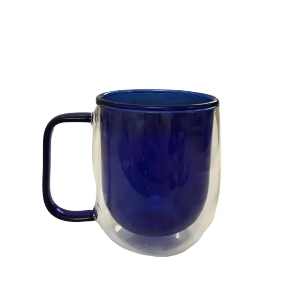 Çift Cidarlı Cam Kupa Lacivert Renk ( Lisinya ) Çift Cidarlı Cam Kupa Lacivert Renk ( Lisinya )