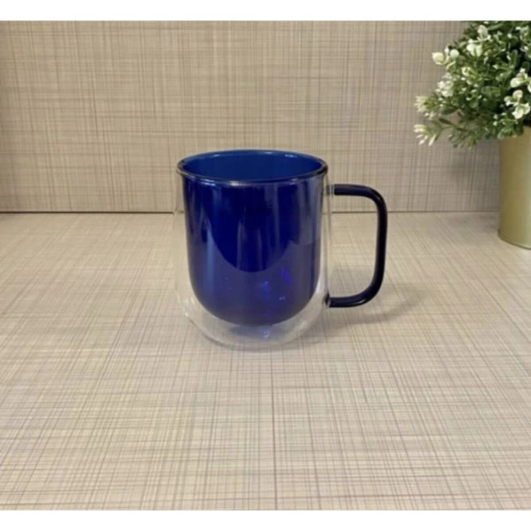 Çift Cidarlı Cam Kupa Lacivert Renk ( Lisinya ) Çift Cidarlı Cam Kupa Lacivert Renk ( Lisinya )