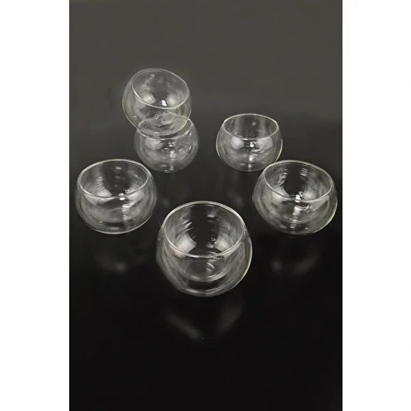 Çift Cidarlı Cam Reçellik 6 Adet ( Lisinya ) Çift Cidarlı Cam Reçellik 6 Adet ( Lisinya )