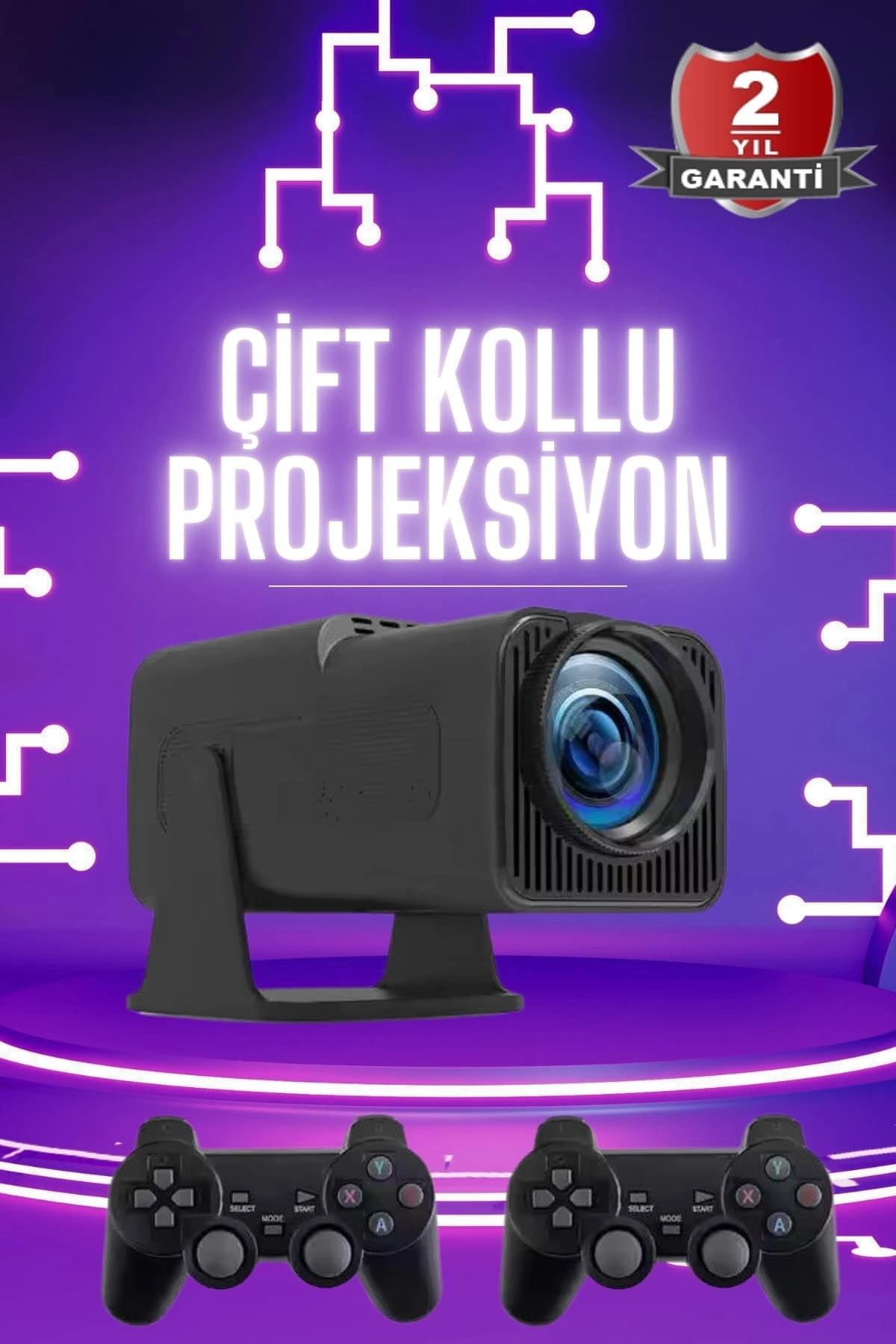 Çift Kollu Projeksiyon Taşınabilir Game Projektör Full Hd 1080p 4k Projeksiyon Gamepad ( Lisinya )