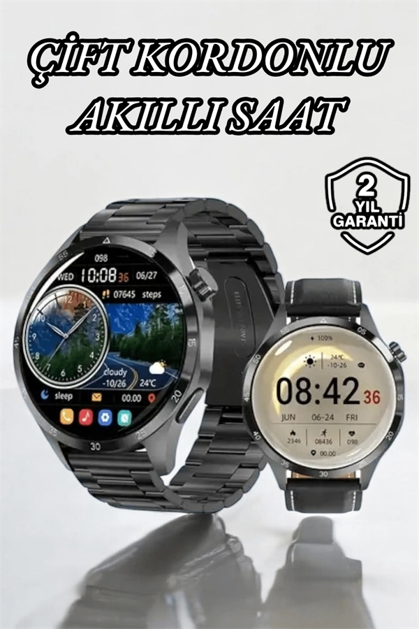 Çift Kordonlu Yüksek Çözünürlüklü Akıllı Saat Uyku İzleyici & Spor Modları ( Lisinya )