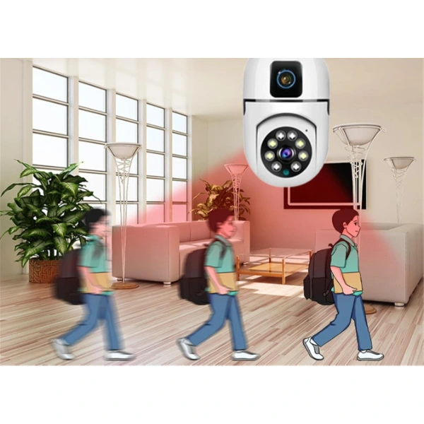 Çift Lensli Duy Girişli Kablosuz Ampul Kamera ( Lisinya )