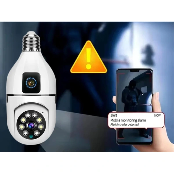 Çift Lensli Duy Girişli Kablosuz Ampul Kamera ( Lisinya )