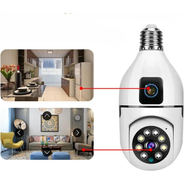 Çift Lensli Duy Girişli Kablosuz Ampul Kamera ( Lisinya )