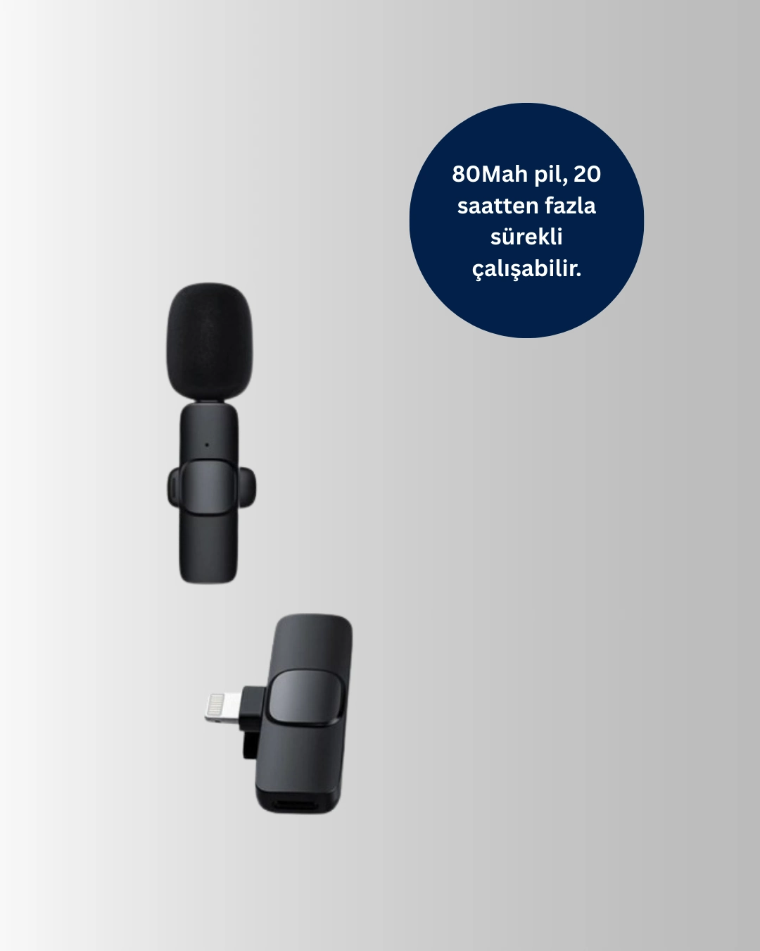 Çift Mikrofonlu Kablosuz Kayıt Seti İphone Uyumlu Mini Mikrofon ( Lisinya )