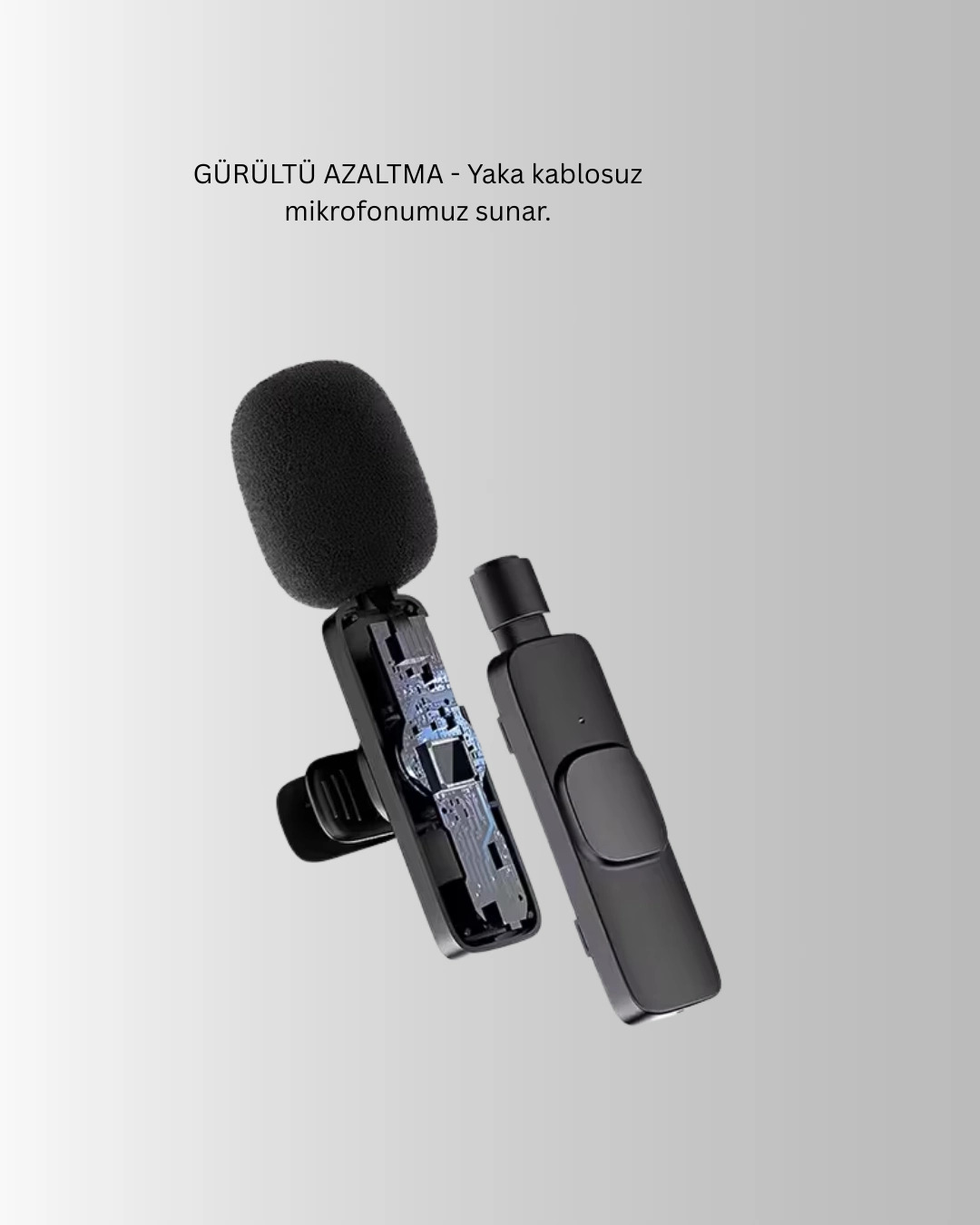 Çift Mikrofonlu Kablosuz Kayıt Seti İphone Uyumlu Mini Mikrofon ( Lisinya )