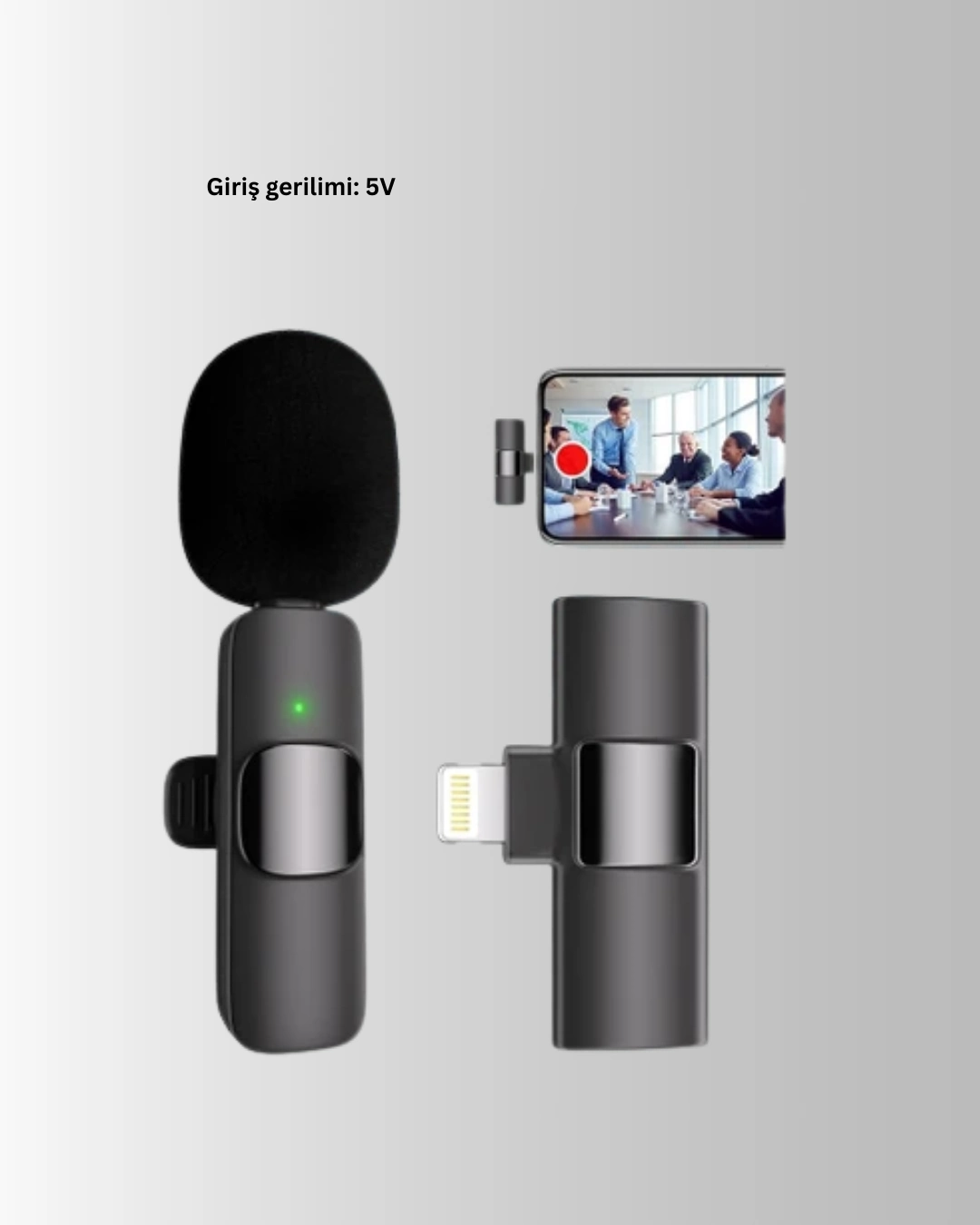 Çift Mikrofonlu Kablosuz Kayıt Seti İphone Uyumlu Mini Mikrofon ( Lisinya )
