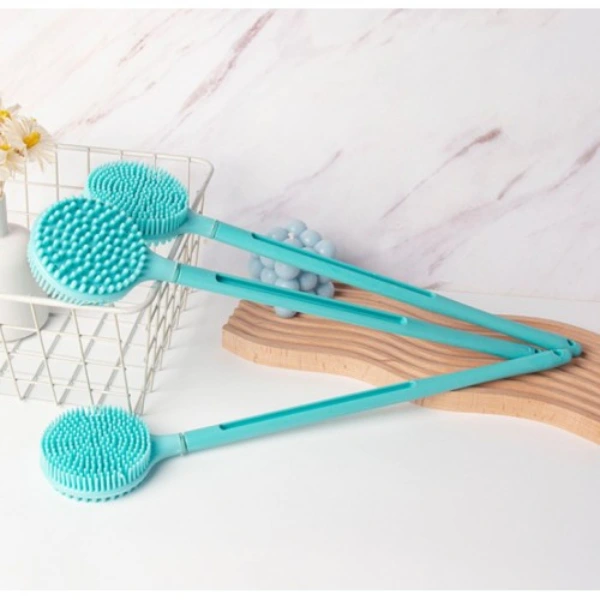 Çift Taraflı Silikon Uzun Saplı Banyo Fırçası ( Lisinya )