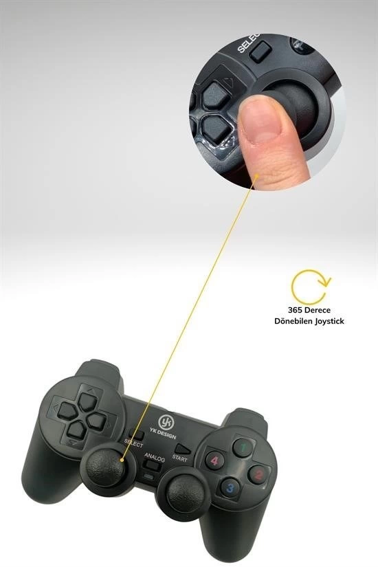 Çift Titreşimli Usb Kablolu Oyun Kolu Pc Uyumlu Vibration Gamepad ( Lisinya )
