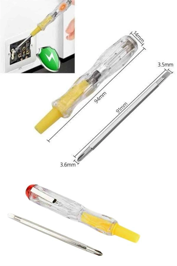 Çift Uçlu Kontrol Kalemi Elektrik Test Kalemi Şeffaf ( Lisinya )