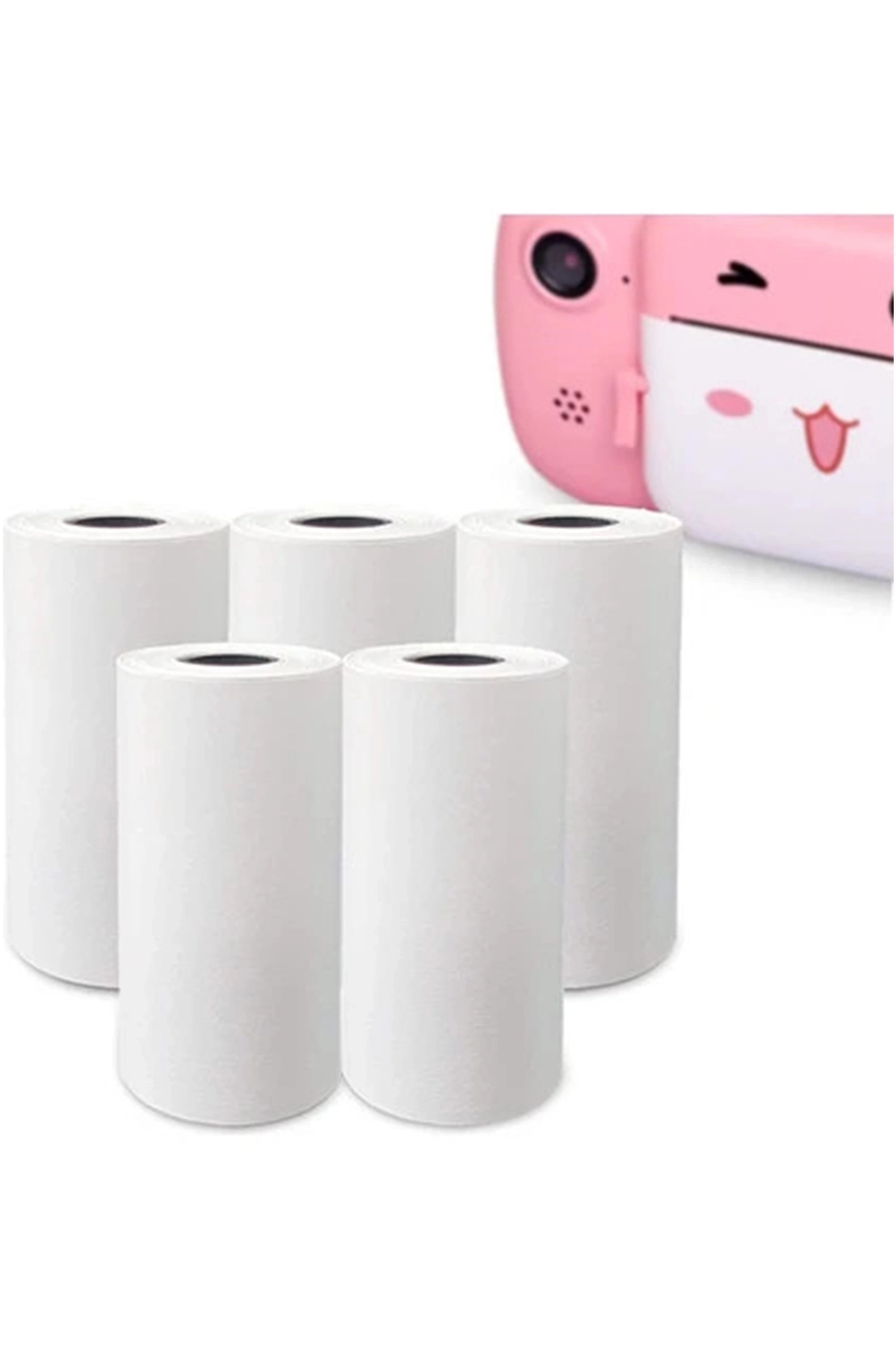 Çocuk Kamera Baskı Kağıdı, 5’li Rulo 57x25mm Çekirdekli Fotoğraf Baskı Termal Kağıt Rulo ( Lisinya )