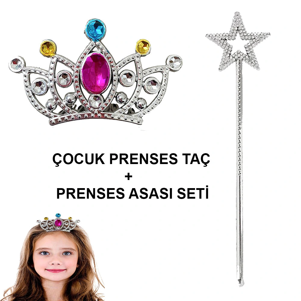 Çocuklar İçin Taraklı Prenses Tacı Ve Prenses Yıldız Asa Seti Gümüş ( Lisinya ) Çocuklar İçin Taraklı Prenses Tacı Ve Prenses Yıldız Asa Seti Gümüş ( Lisinya )