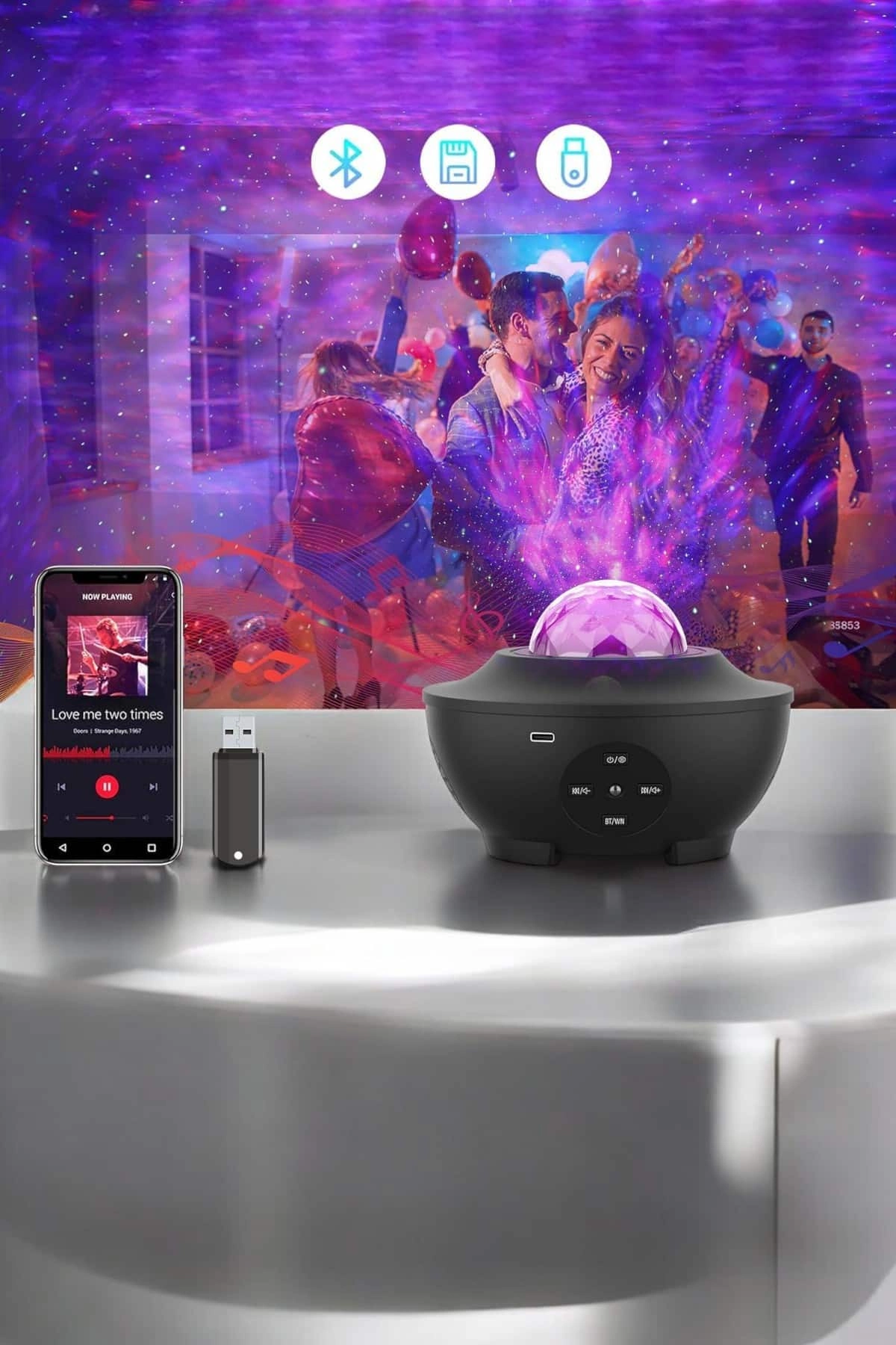 Çocuklara Özel Şarjlı Bluetooth Hoparlör Parti Led Lambası Yıldızlı Projeksiyon ( Lisinya ) Çocuklara Özel Şarjlı Bluetooth Hoparlör Parti Led Lambası Yıldızlı Projeksiyon ( Lisinya )