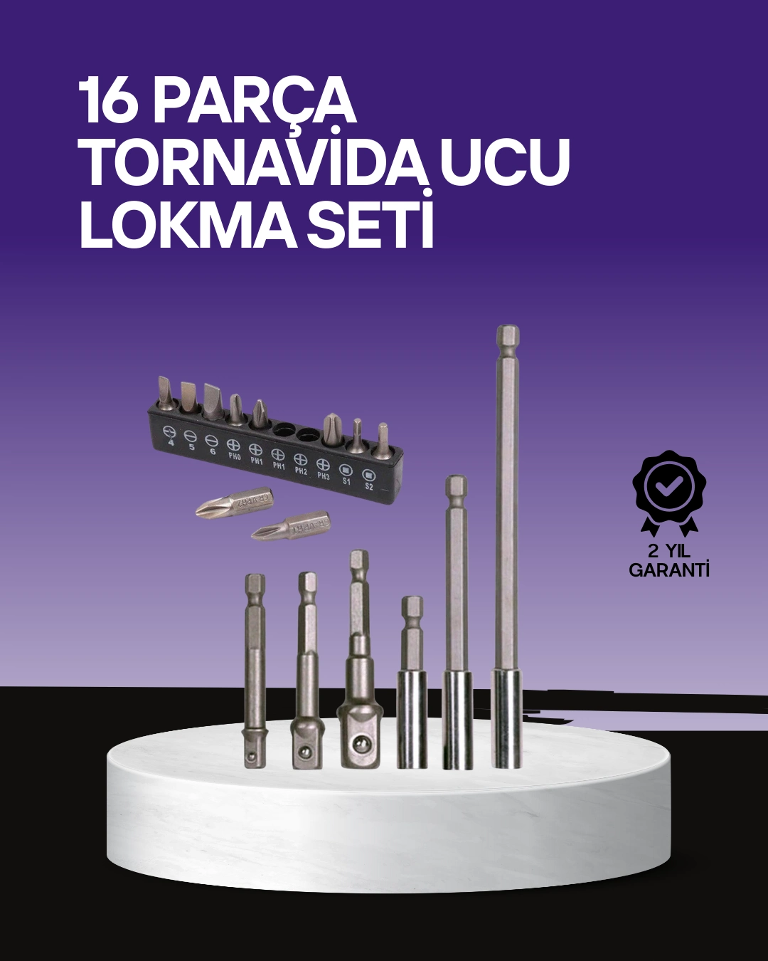 Çok Amaçlı 16lı Bits Uç Seti Dayanıklı Tornavida Adaptör ( Lisinya )