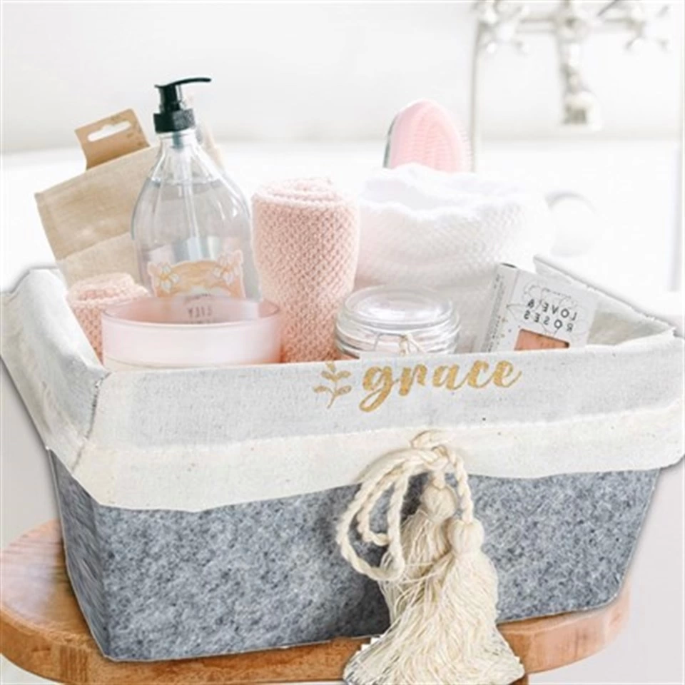 Çok Amaçlı Saklama Organizer Kutu Kare Keçe  Sepet (maxi) - 03426 ( Lisinya )