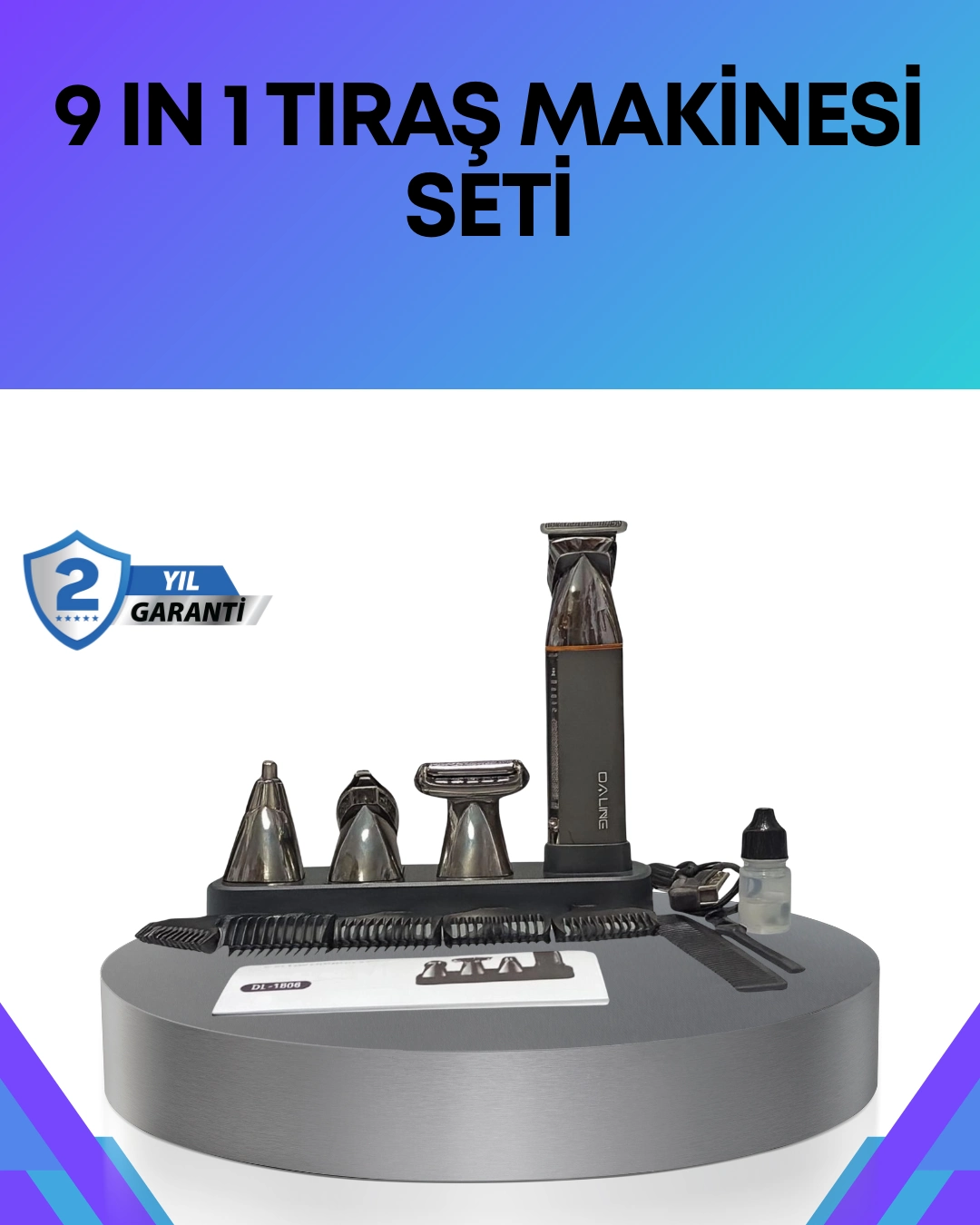 Çok Fonksiyonlu 9’u 1 Arada Tıraş Makinesi Şarjlı Saç Sakal Düzeltici ( Lisinya )