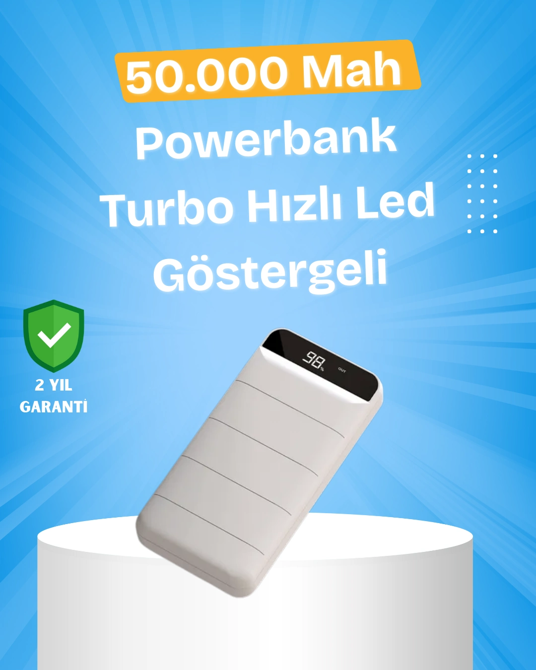 Çoklu Cihaz Uyumlu Led Ekranlı 50000 Mah Powerbank ( Lisinya )