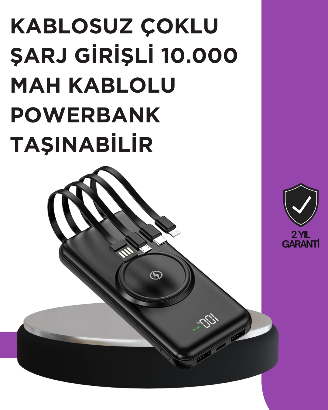 Çoklu Cihaz Uyumu İle Kablolu Ve Kablosuz Şarj – Pratik Powerbank ( Lisinya )