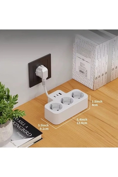 Çoklu Kablolu Priz Yüksek Gerilim Korumalı 3’lü Priz 1x Usb 2x Type-c Çıkışlı Grup Priz Çoğaltıcı Siyah ( Lisinya )