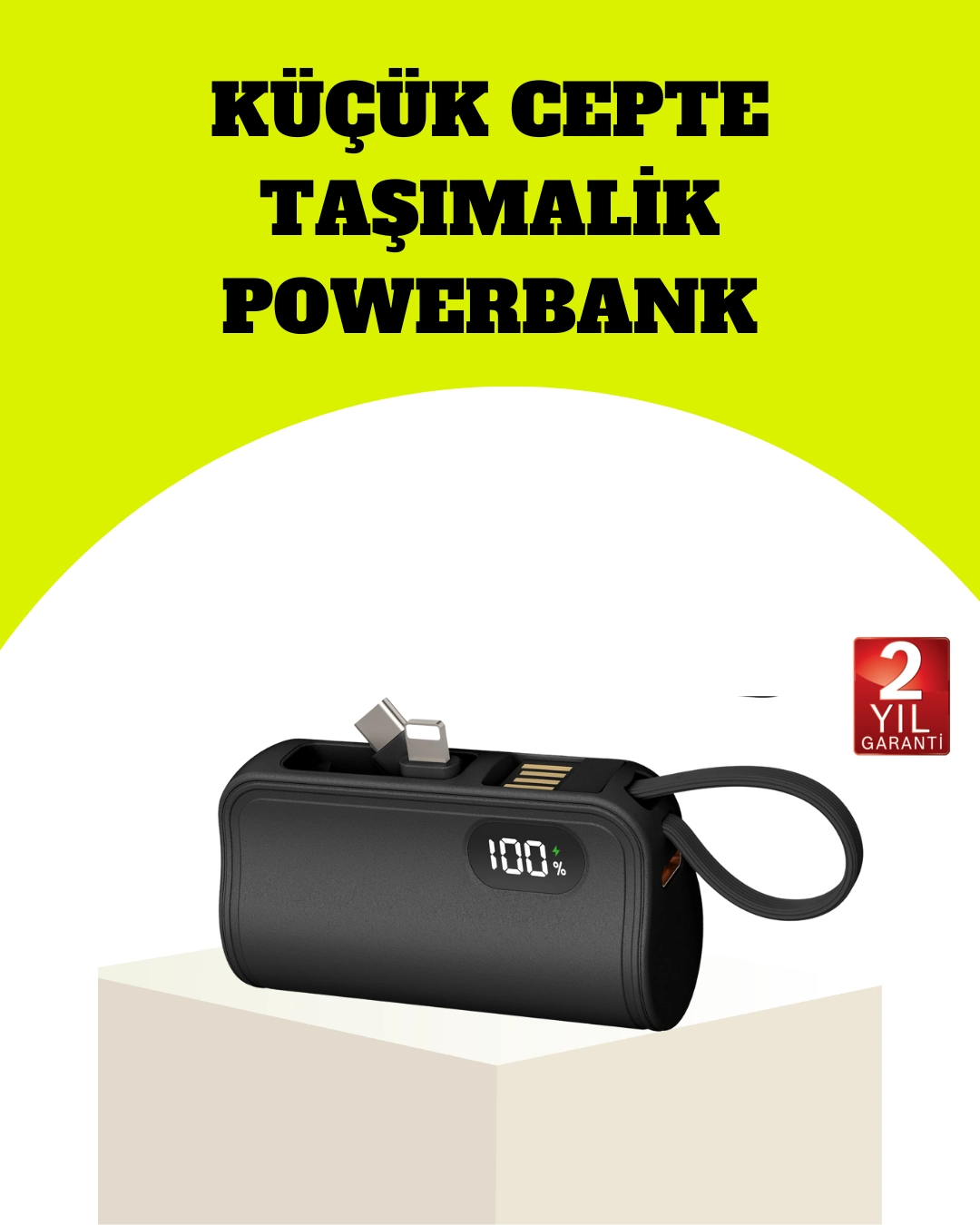 Dahili Type-c Konektörlü Mini 2000mah Powerbank ( Lisinya )