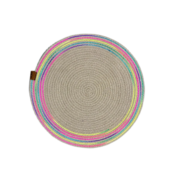 Decohandy 39cm Neon Renkli Şeritli Jüt Örme Supla Amerikan Servis ( Lisinya ) Decohandy 39cm Neon Renkli Şeritli Jüt Örme Supla Amerikan Servis ( Lisinya )