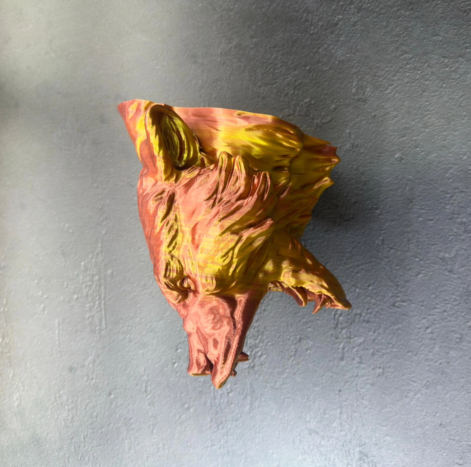 Dekoratif Asılabilir Jaguar Başı 3d Duvar Heykeli Gold Red 20x16 Cm ( Lisinya )