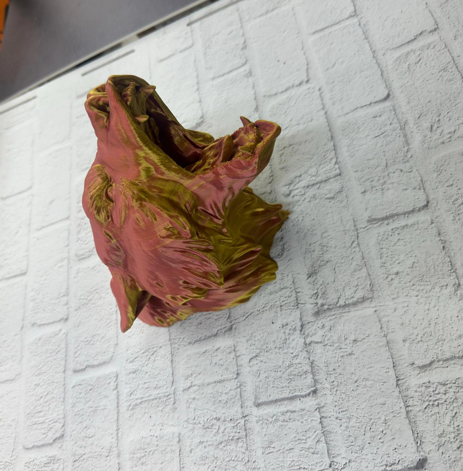 Dekoratif Asılabilir Jaguar Başı 3d Duvar Heykeli Gold Red 20x16 Cm ( Lisinya )