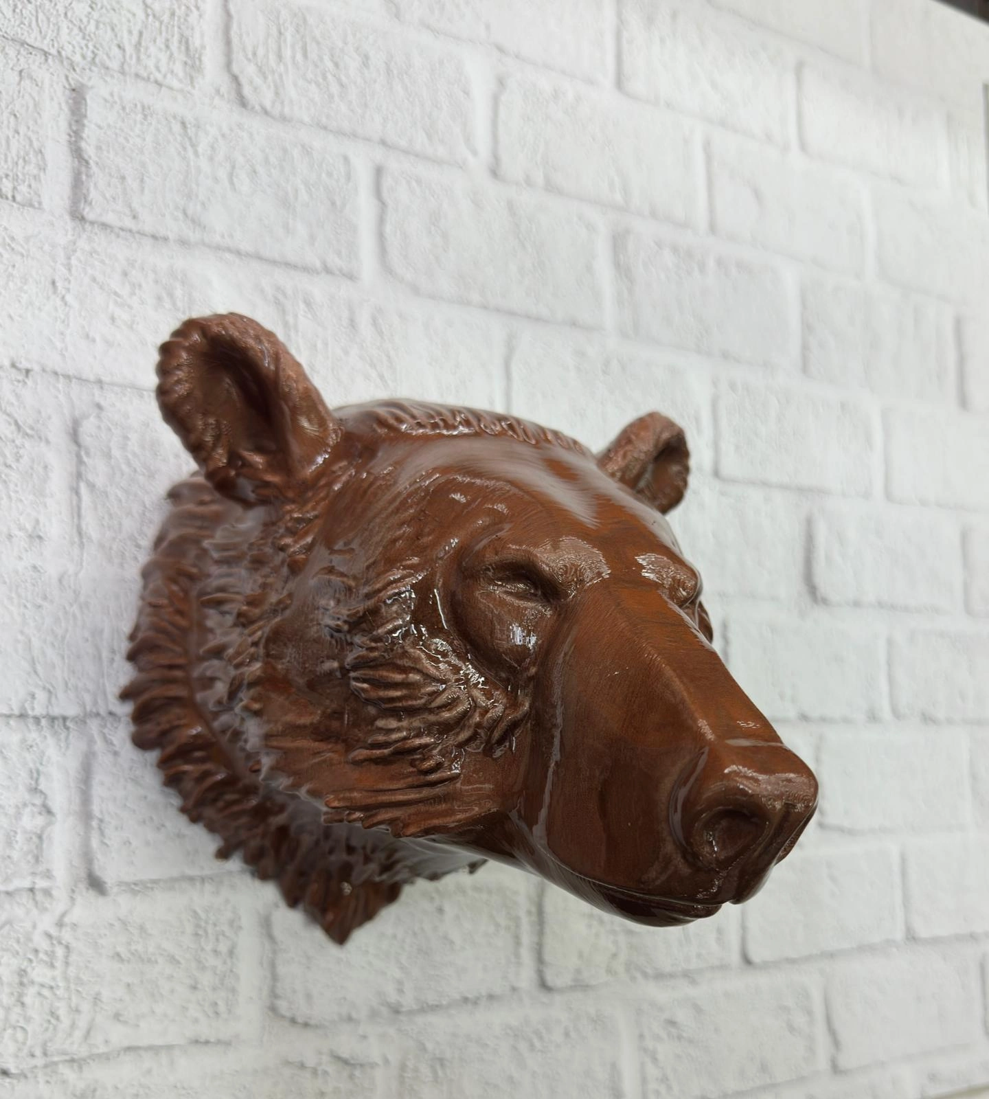 Dekoratif Ayı Duvar Heykeli Asılabilir Hediyelik 25x19 Cm ( Lisinya )