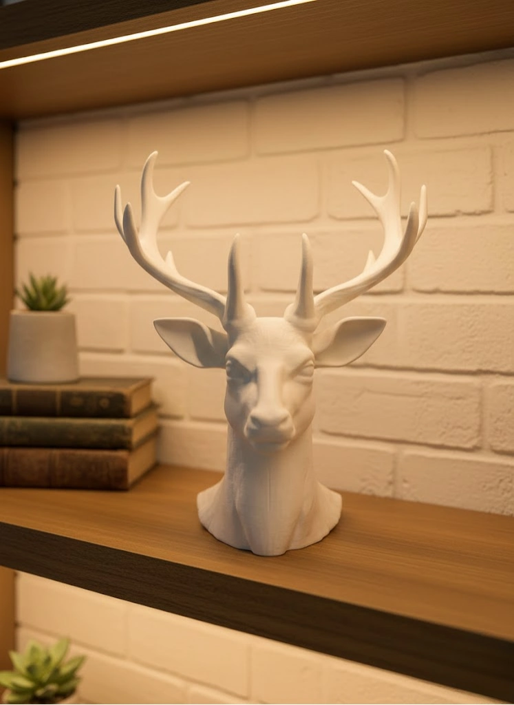 Dekoratif Beyaz Geyik Biblo Salon Ve Raf Dekoru ( Lisinya )