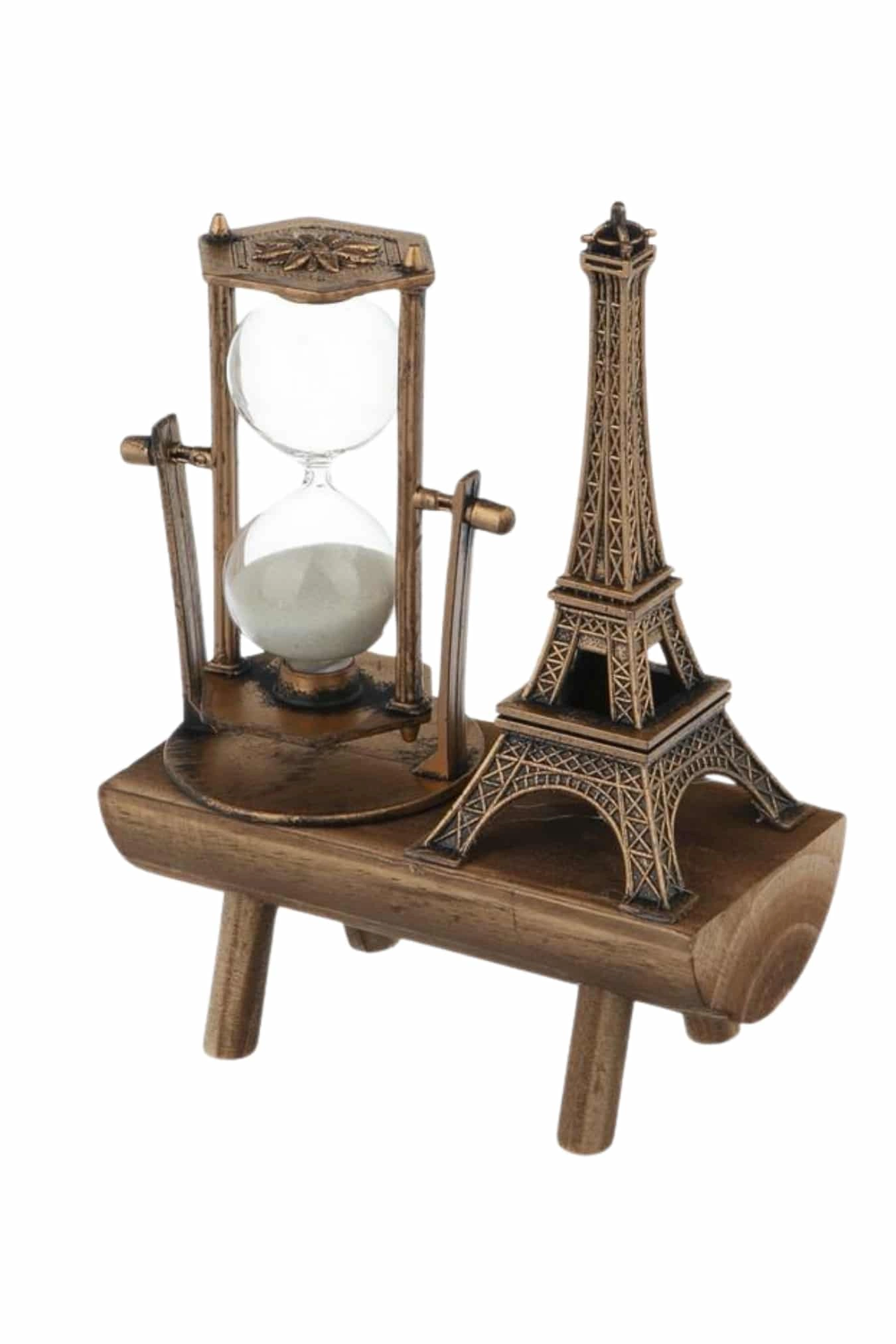 Dekoratif Eyfel Kulesi Ve Kum Saati Vintage Tarzı Masa Süsü Biblo ( Lisinya )