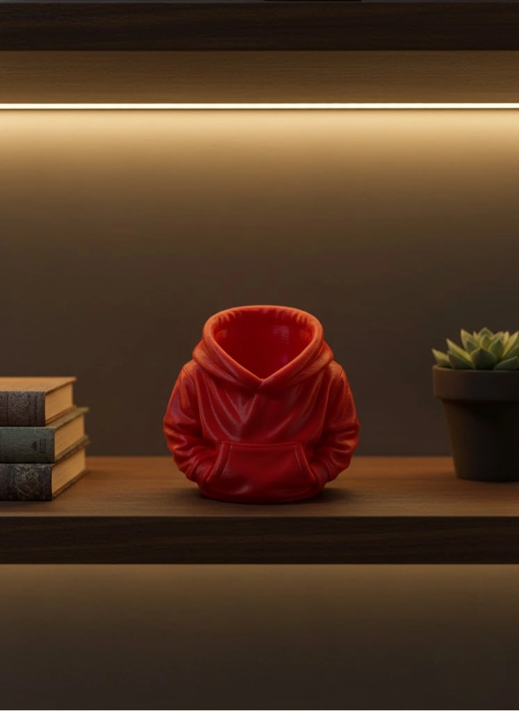 Dekoratif Kırmızı Hoodie Kalemlik 10x10 Cm ( Lisinya ) Dekoratif Kırmızı Hoodie Kalemlik 10x10 Cm ( Lisinya )