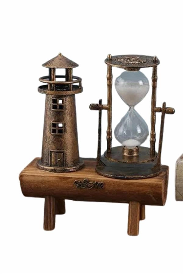 Dekoratif Kum Saati Deniz Feneri Retro Masa Hediyeli Eşya ( Lisinya )
