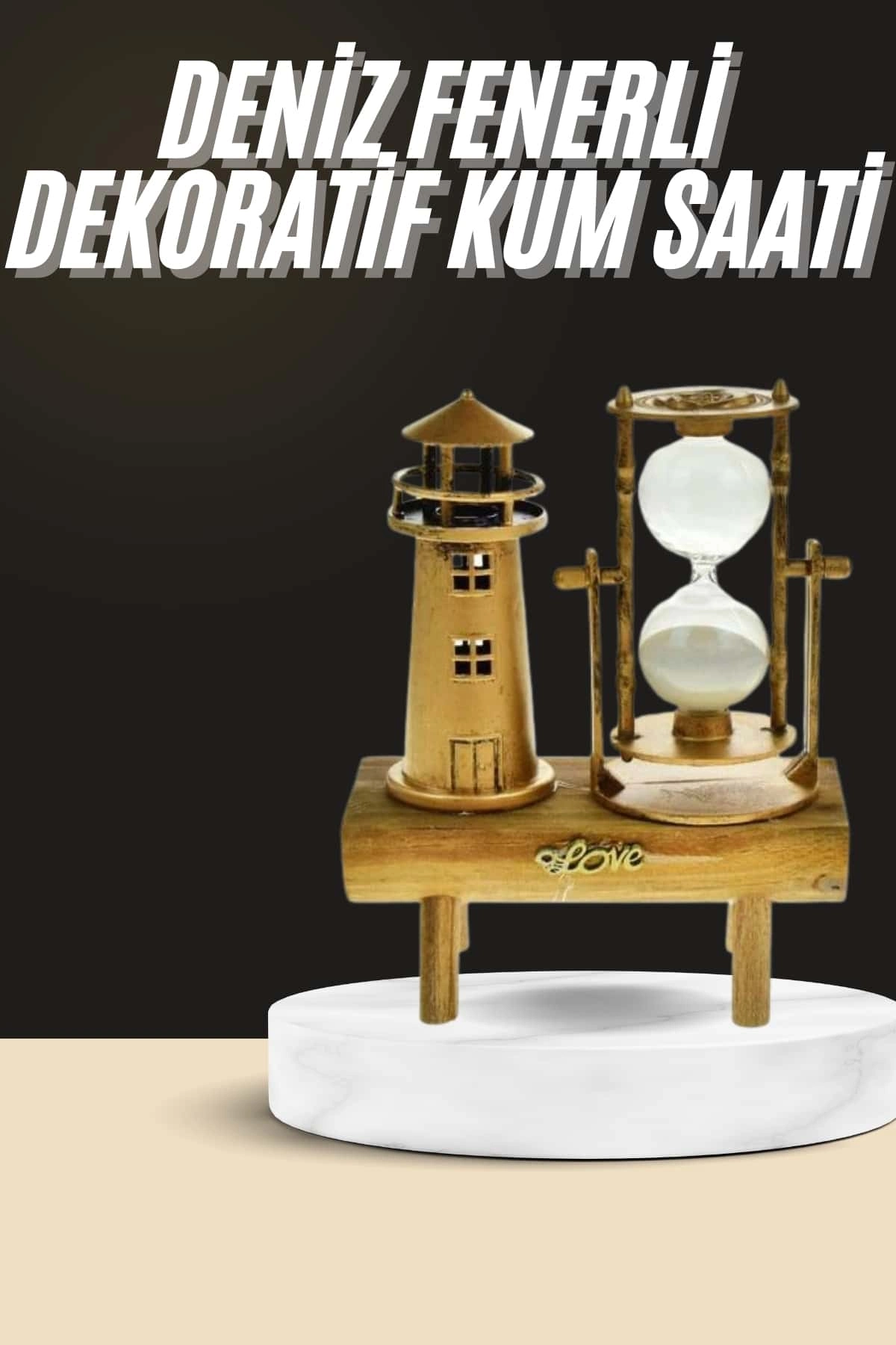 Dekoratif Kum Saati Deniz Feneri Retro Masa Hediyeli Eşya ( Lisinya )