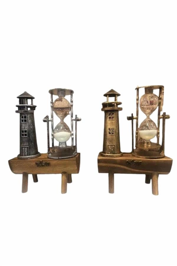 Dekoratif Kum Saati Deniz Feneri Retro Masa Hediyeli Eşya ( Lisinya )