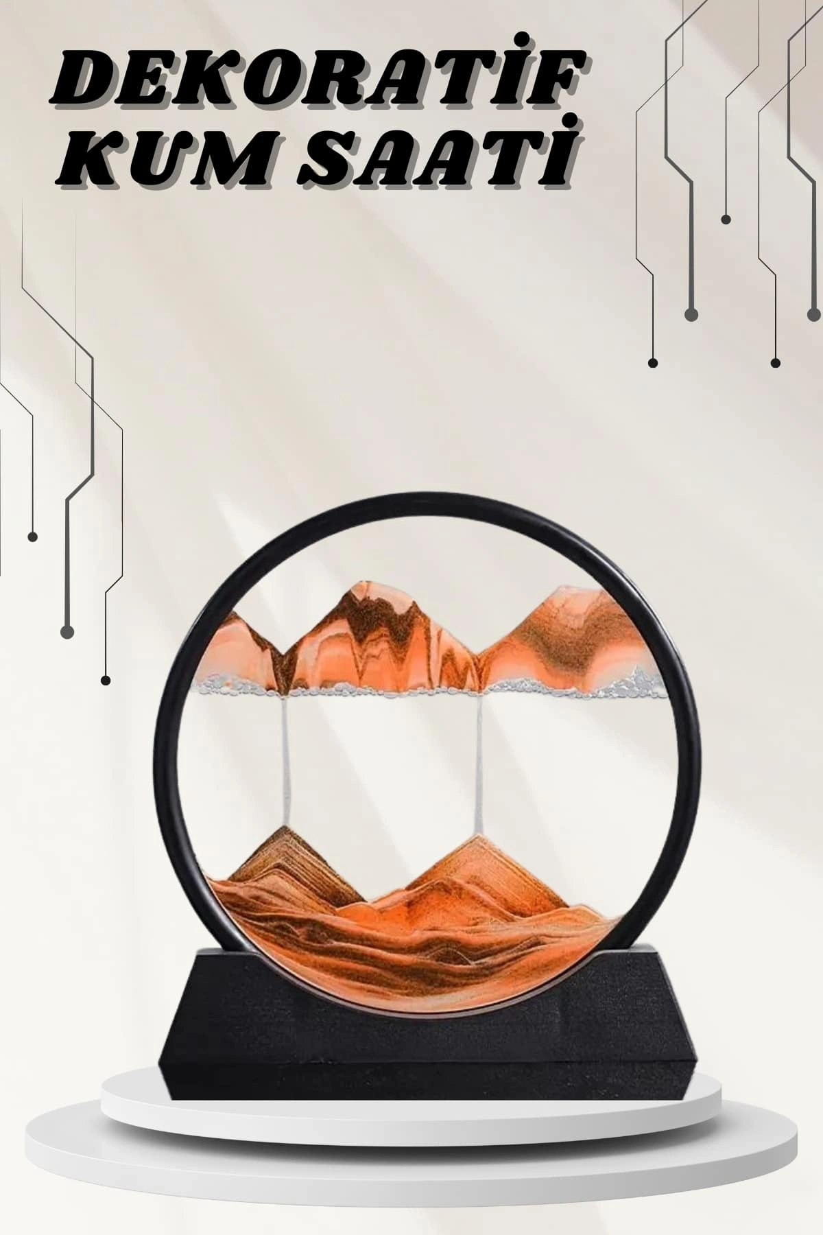 Dekoratif Kum Sulu Kum Saati Yuvarlak Şık Kum Tablosu Kum Saati Şeklinde Kum Tablo ( Lisinya )