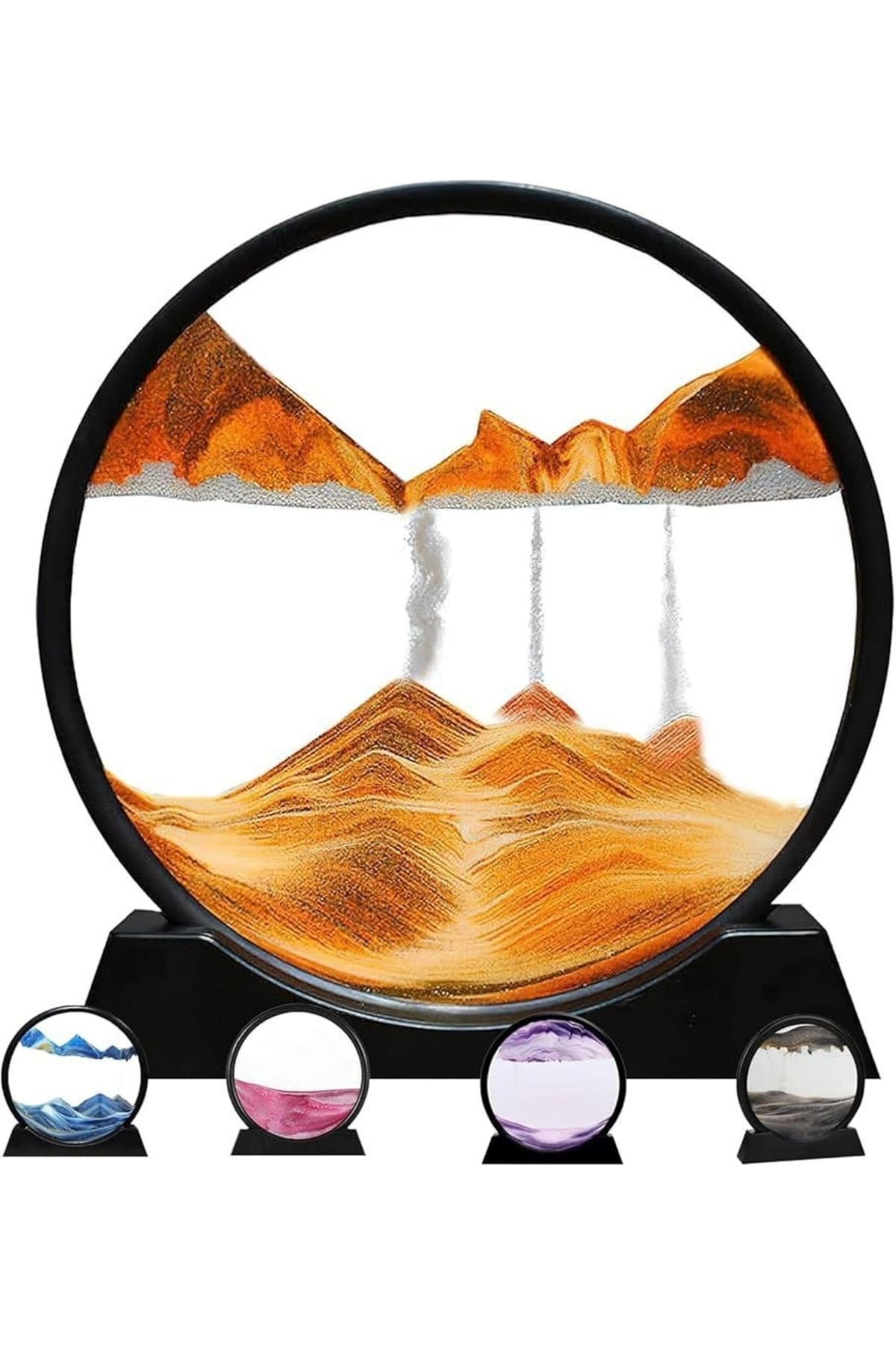 Dekoratif Kum Sulu Kum Saati Yuvarlak Şık Kum Tablosu Kum Saati Şeklinde Kum Tablo ( Lisinya )