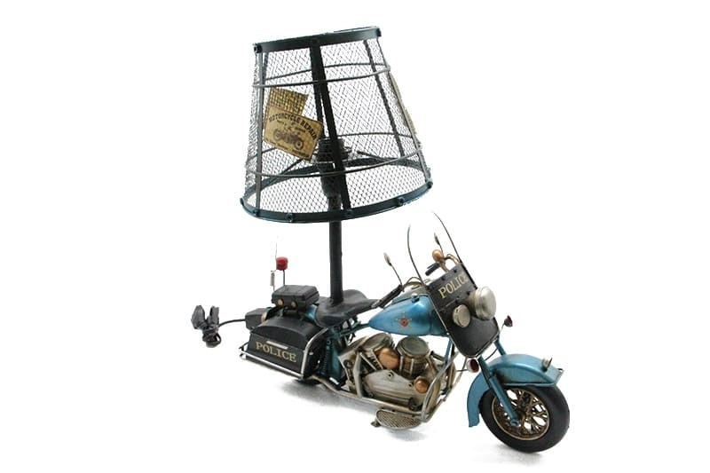 Dekoratif Metal Polis Motosikletli Abajur ( Lisinya )