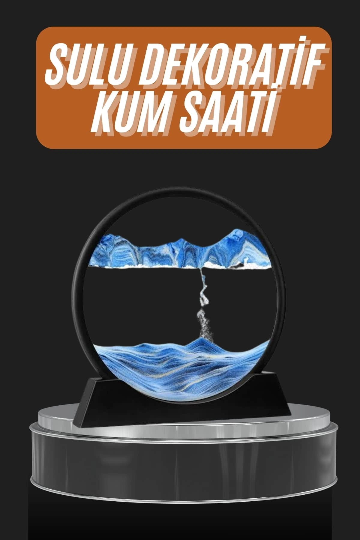 Dekoratif Sulu Kum Saati Ofis Masa Üstü Ev Yuvarlak Kum Saati ( Lisinya )