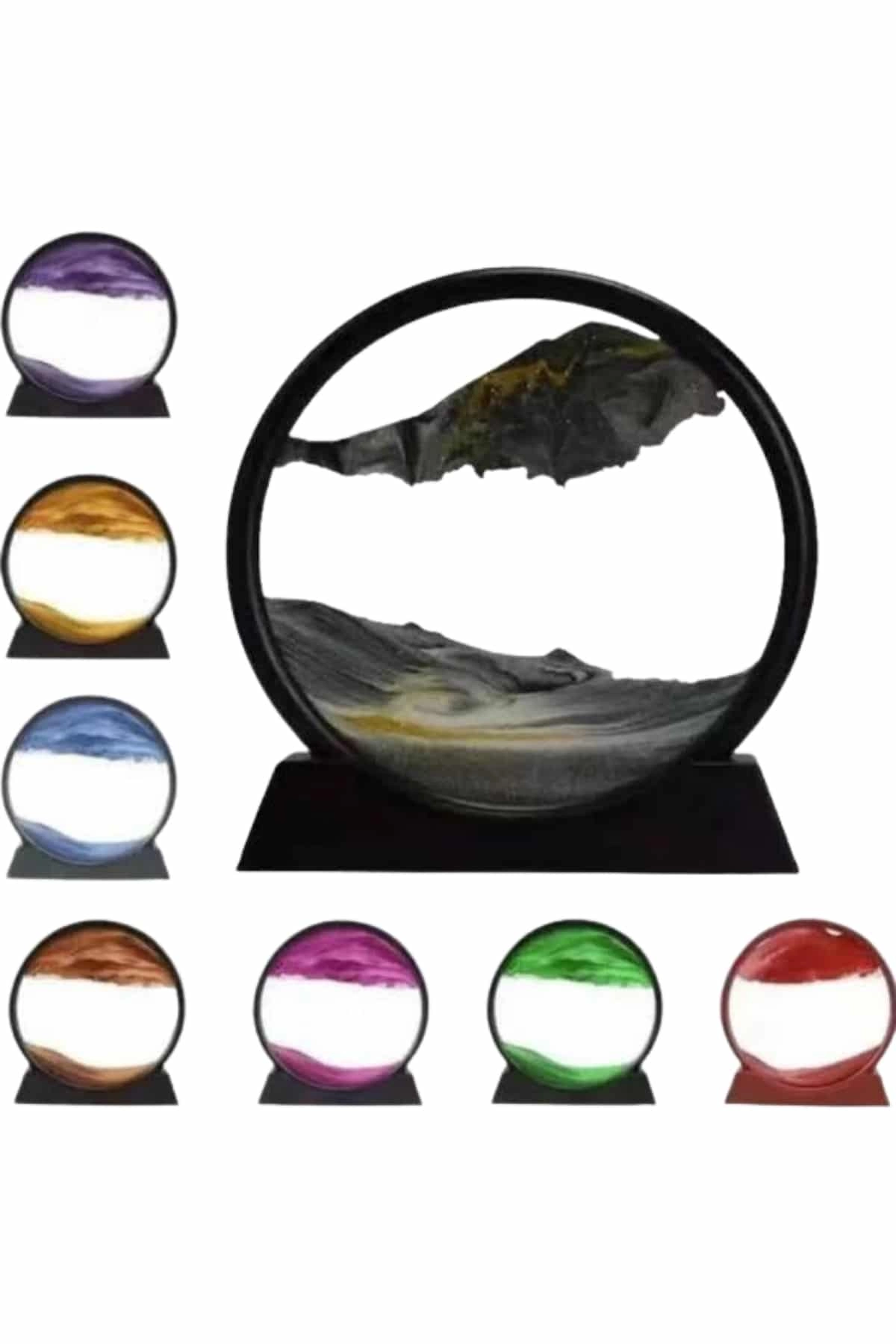 Dekoratif Sulu Kum Saati Ofis Masa Üstü Ev Yuvarlak Kum Saati ( Lisinya )