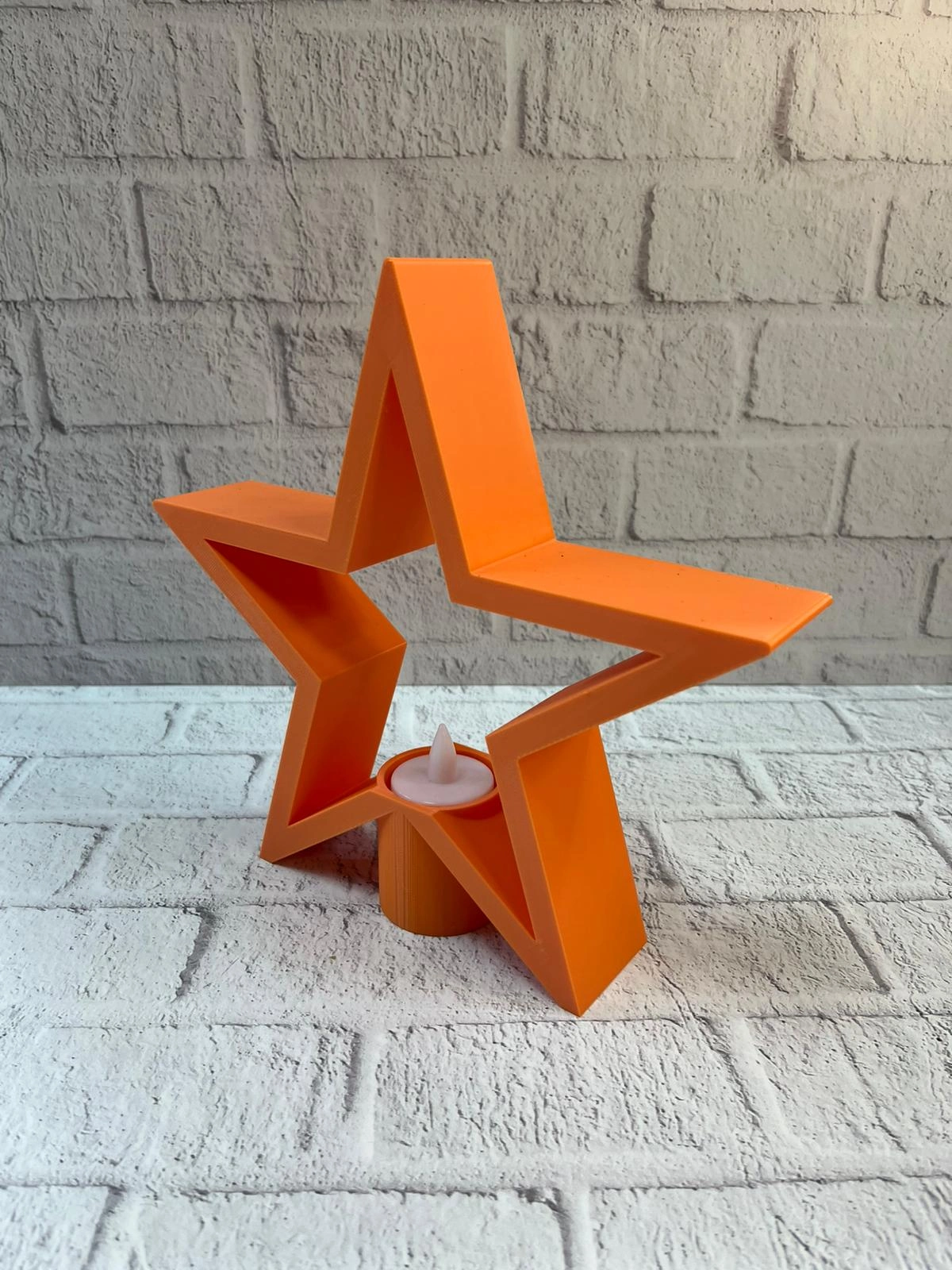 Dekoratif Yıldız Şeklinde Turuncu Mumluk Ev Aksesuarı ( Lisinya )