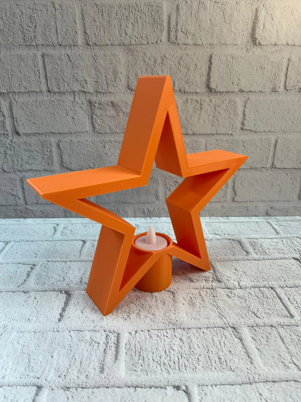 Dekoratif Yıldız Şeklinde Turuncu Mumluk Ev Aksesuarı ( Lisinya )