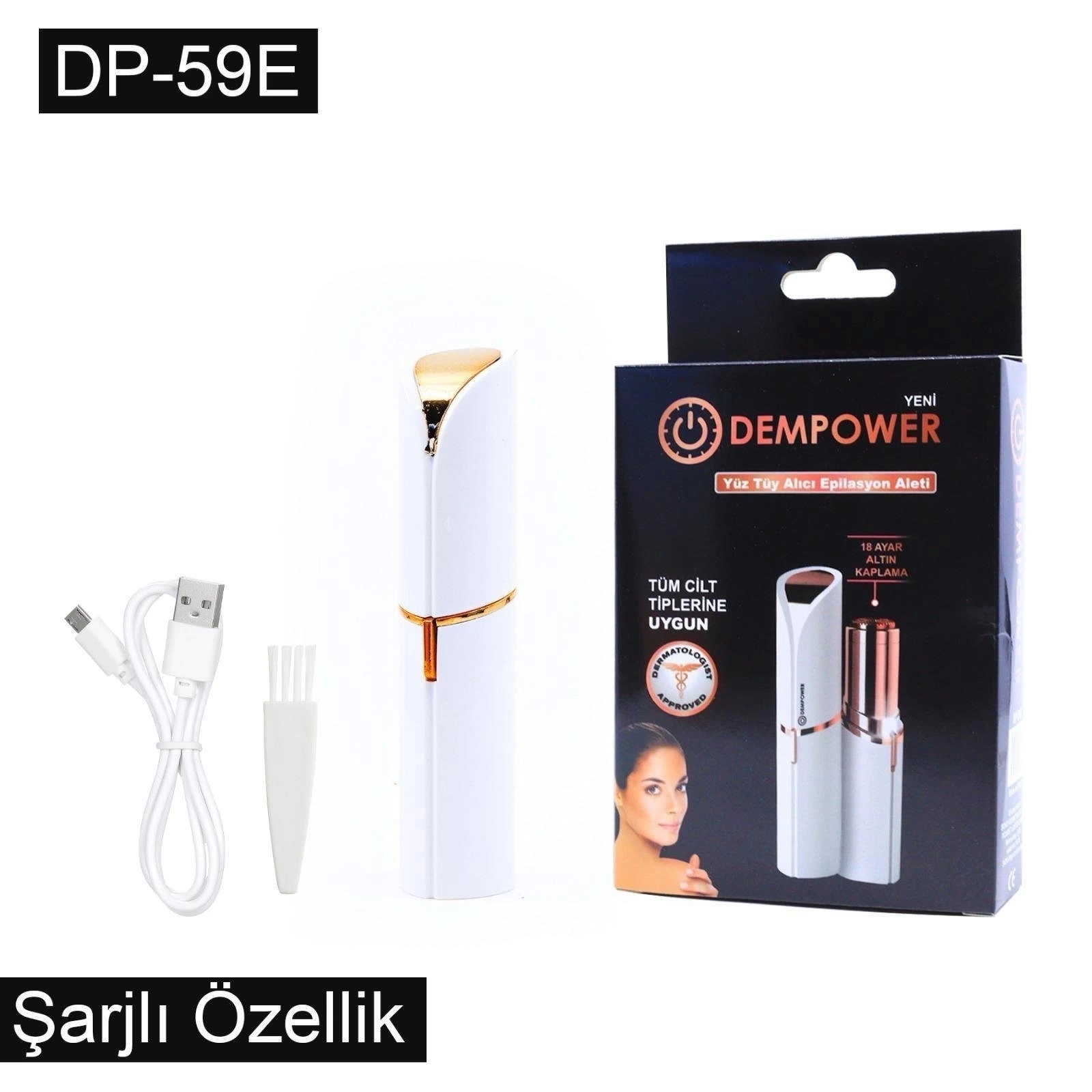 Dempower Şarjlı Yüz Tüy Alıcı Epilasyon Aleti Flawles  Kısa ( Lisinya )